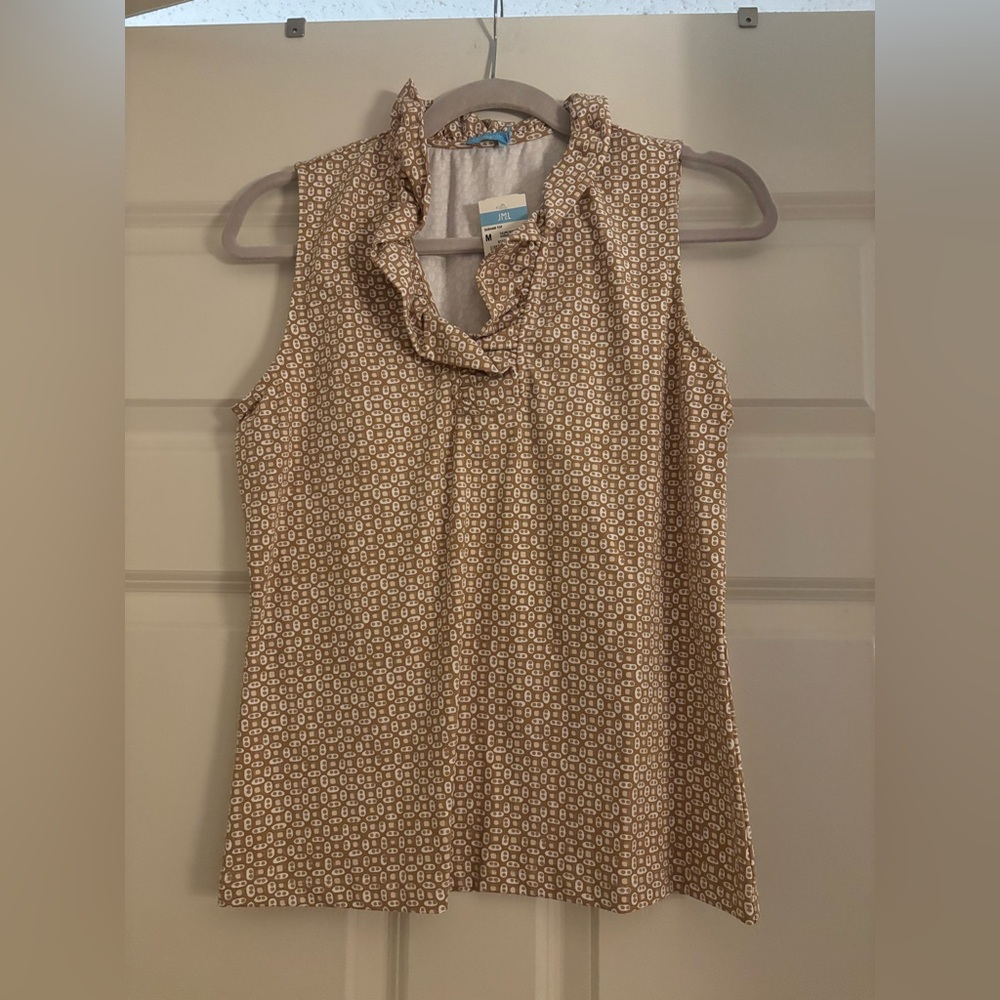 J. McLaughlin Brown Patterned Sleeveless Durham Top